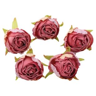 仿真复古焦边玫瑰花头 绢花假花 diy手工材料 礼盒装饰 婚庆布置