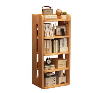 实木书架落地置物架儿童书柜储物柜一体客厅墙边转角收纳小窄柜子
