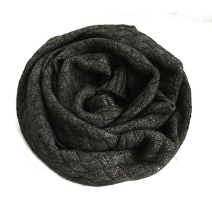 秋冬男款加厚羊毛羊绒围巾冬季保暖 简约纯色针织毛线加长围巾