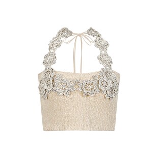 创世纪元【瑰意琦行】原创设计款手工钩花针织衫短款露背吊带背心