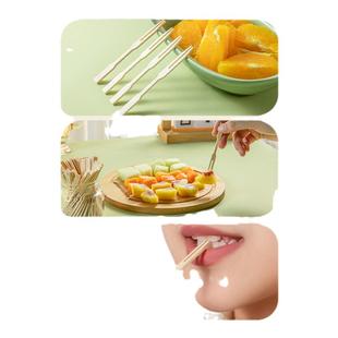 双枪一次性水果叉套装儿童安全食品宝宝家用蛋糕水果叉子竹签牙签