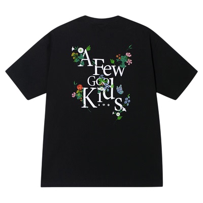 AFGK25SS口袋花卉刺绣短袖夏季男女T恤情侣美式圆领休闲半袖上衣