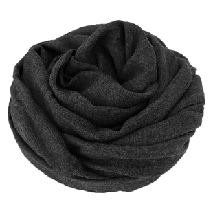 2025薄款棉麻围巾男女韩版百搭围脖纯色护颈长空调披肩黑灰色丝巾