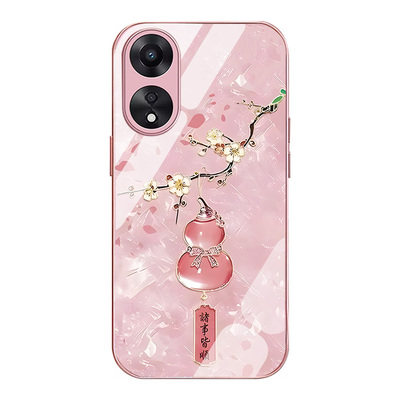 适用oppoA1手机壳oppoA1pro梅花葫芦金属漆玻璃新款高级全包防摔女款