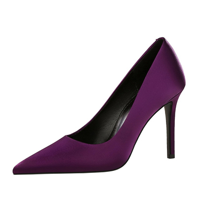 紫色高跟鞋女气质高级不累脚纯欲