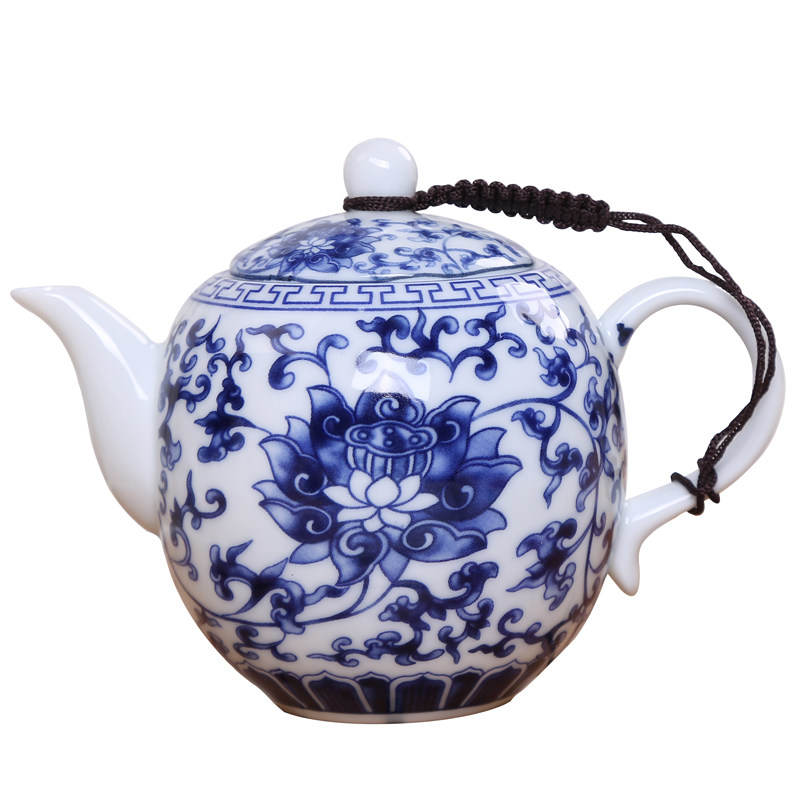 特价整套青花瓷功夫茶具套装办公家用茶壶带过滤孔陶瓷单壶水壶盖