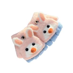 儿童手套冬天男女宝宝防寒保暖半指翻盖两用0到3岁婴儿可爱手指套