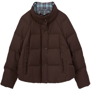 爱居兔显瘦小个子羽绒服2025年冬季新款女立领短款时尚显高外套