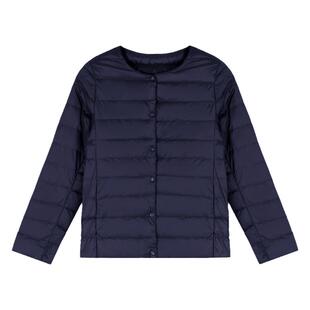 轻薄鸭绒内胆无领打底羽绒服女2025新款冬季高端洋气短款妈妈外套