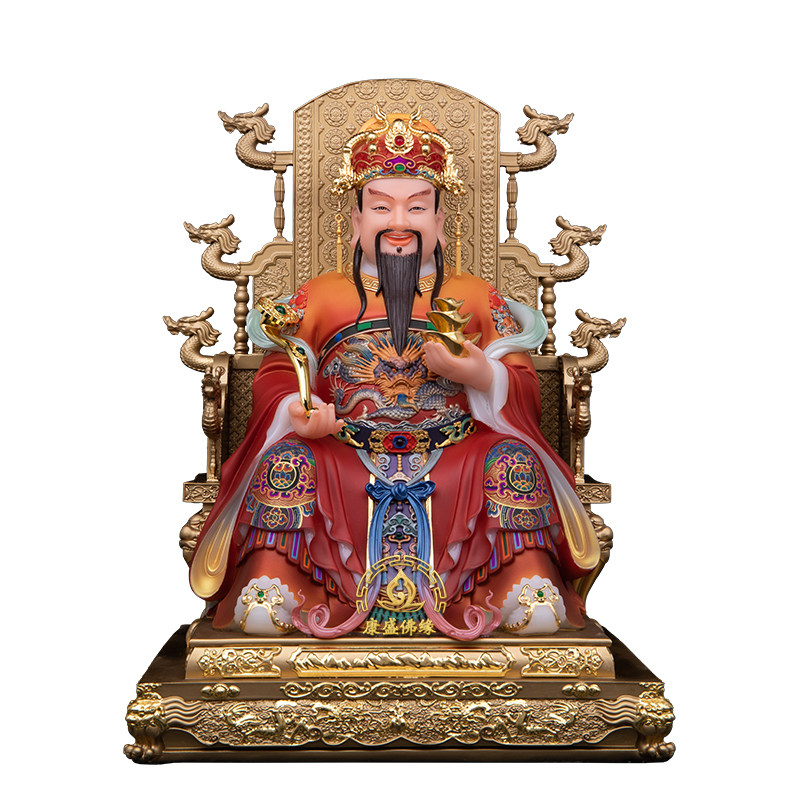 纯铜汉白玉财神爷像家用招财摆件