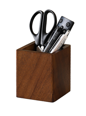 新中式大容量实木笔筒桌面收纳盒