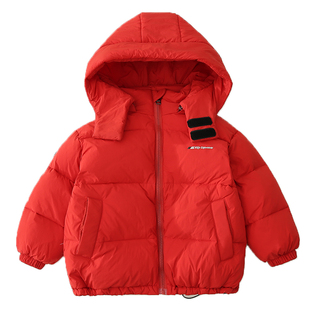 2025新款加厚男童儿童中短款羽绒服小童宝宝拆脱帽立领冬童装外套