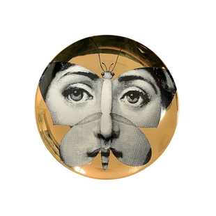 金色艺术人脸墙面挂盘意大利人物陶瓷装饰盘餐厅复古墙饰盘子摆件