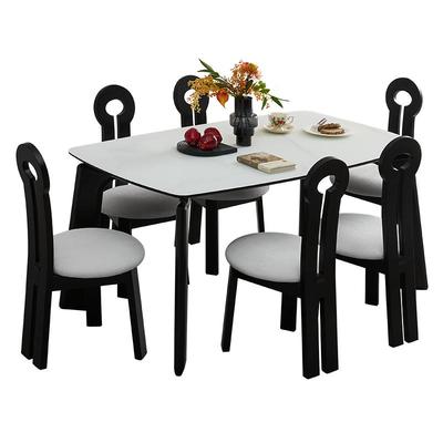 全友家居钢化玻璃复古餐桌椅实木