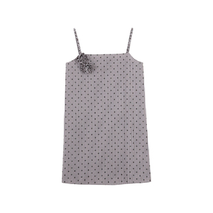 BLUEerror 立体花朵显瘦条纹吊带连衣裙女休闲罩衫裙子夏季短裙