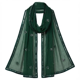 印度进口民族风头巾纱丽披肩旅游拍照防晒披肩遮阳软纱围巾2色女