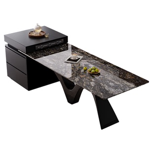 天然奢石岛台餐桌一体高级感璀璨星河饭桌客厅家用2026新款可定制