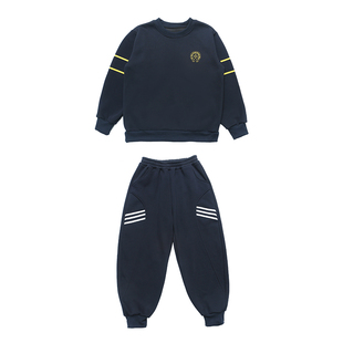 胖男童卫衣套装冬季中大童加肥加大青少年宽松大码加绒加厚两件套