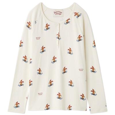 gelato pique25秋冬新品女睡衣滑雪小熊满印长袖T恤PWCT255250