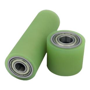 现货PU聚氨酯滚轮无动力滚筒双轴承滑轮耐磨输送轮从动轮橡胶胶辊