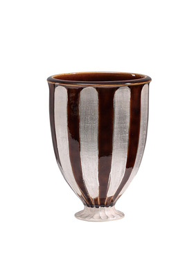 一匚大丹陶瓷银彩花器大口径