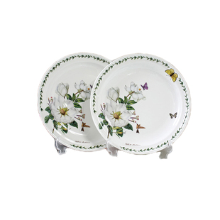 韩国陶瓷盘子白玉兰花家用圆形汤盘厨房菜盘白玫瑰尺寸瓷韩剧同款