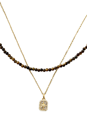 nicedream叠戴虎眼石八芒星项链