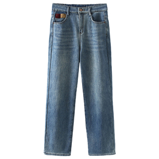 大码加绒牛仔裤子女秋冬新款中年胖妈妈装宽松百搭直筒保暖休闲裤