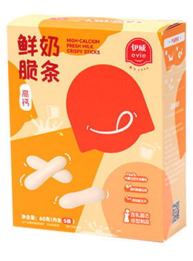 伊威鲜奶片脆条内蒙古鲜奶高蛋白儿童零食高钙营养盒装独立包装