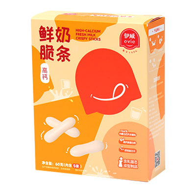 伊威鲜奶片脆条内蒙古鲜奶高蛋白儿童零食高钙营养盒装独立包装