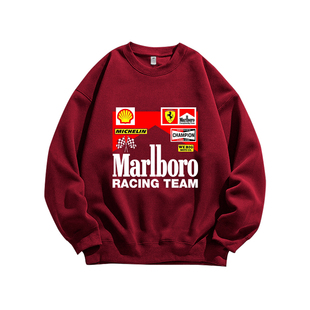法拉利F1比赛车服万宝路纯棉圆领卫衣服男装刘易斯汉密尔顿秋休闲