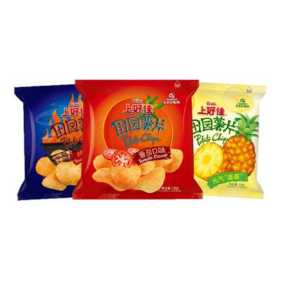 【天猫U先专享】Oishi上好佳田园薯片休闲零食组合12g*12包