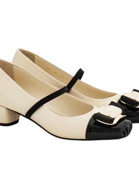 【6期免息】FERRAGAMO菲拉格慕女士新版Vara扣饰粗跟高跟鞋
