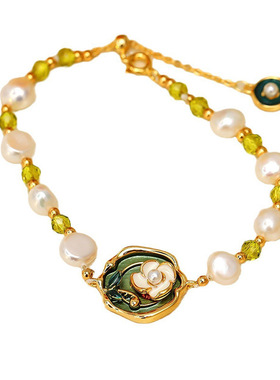 18K电镀天然淡水珠法式复古手链