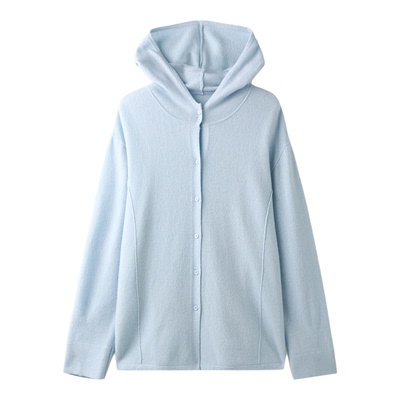 百搭极简风连帽100%棉羊毛开衫