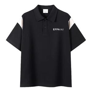 polo衫男夏秋季宽松潮流百搭简约撞色款硅胶立体感字母印花半袖
