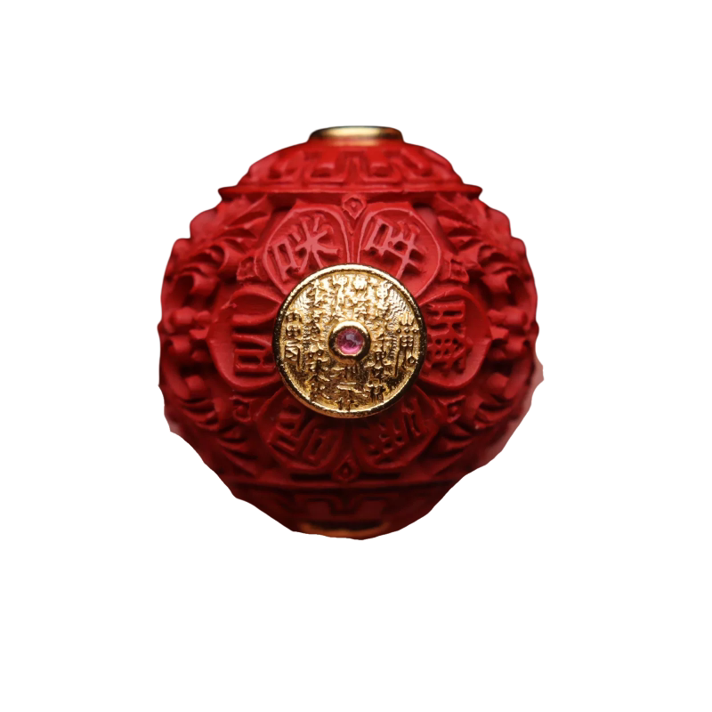 朱砂散珠天然原矿银镀24k金镶嵌山鬼花钱六字真言珠子手串配件珠