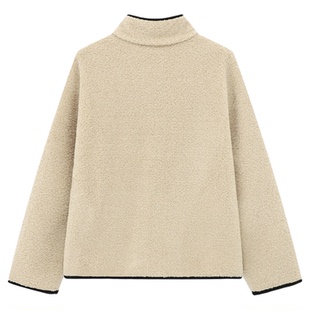 Basic House/百家好小个子摇粒绒外套高级感撞色拼接冬季新款上衣