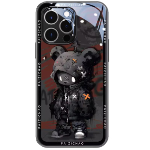苹果16promax手机壳iphone15潮牌12mini自带镜头膜17pm网红熊x个性13创意8plus炫酷14玻璃xr男士xs爆款适用于