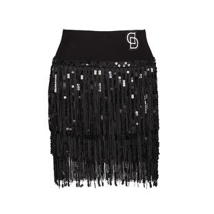 dancebaby流苏拉丁舞半身裙舞服短裙女舞蹈服半裙亮片流苏裙YD437