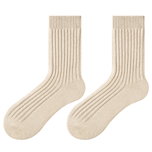 子墨袜子男士粗线针织日系艺术生纯棉纱线冬复古长筒勃肯鞋袜男生