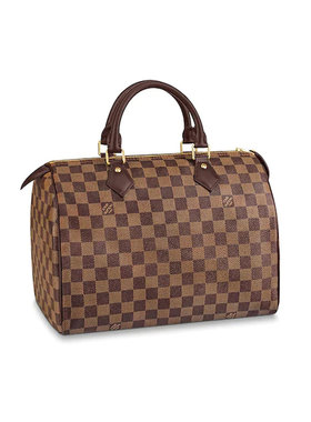 9.9/9.5新LV/路易威登Speedy30帆布拼牛皮棕色女款时尚高级手提包
