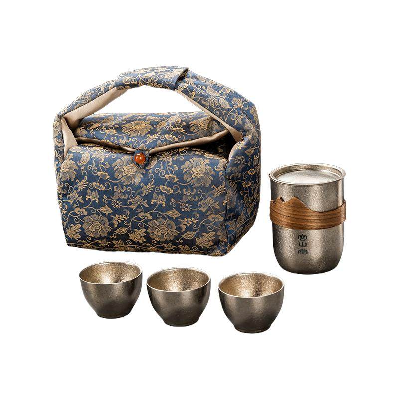 容山堂纯钛旅行茶具快客杯便携式泡茶壶一人茶具户外露营喝茶装备