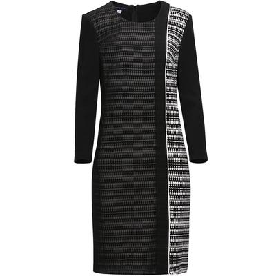 靓诺冬季女士裙子黑白条格对称