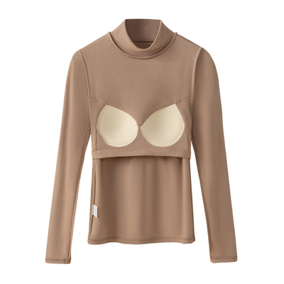 内里磨毛带胸垫保暖长袖打底衫