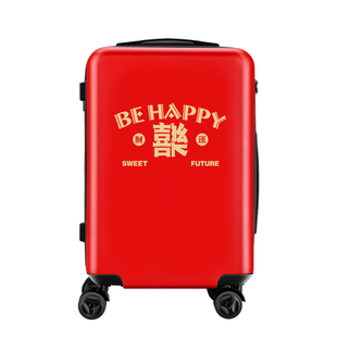 布兰兔红色行李箱结婚陪嫁箱拉杆箱万向轮20寸小型密码箱旅行箱女