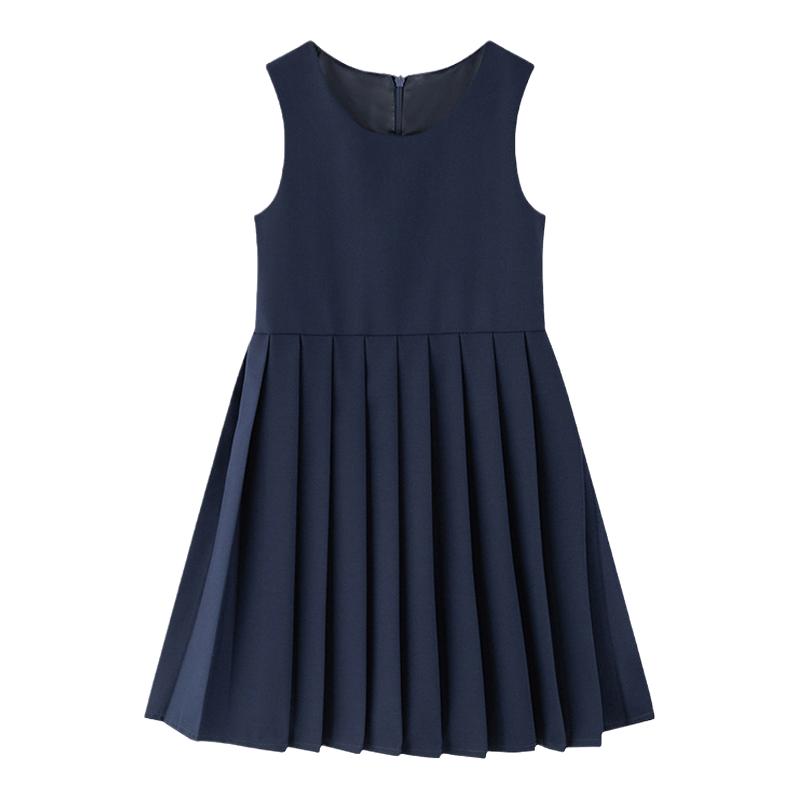 春秋冬女童学院风连衣裙女孩百褶中大童学生表演出服儿童背心裙子