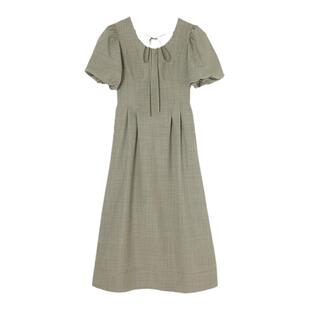 MOUSSY 夏季法式优雅甜美泡泡袖系带连衣裙010HS233-0141