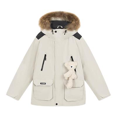 LALABOBO毛领工装羽绒服