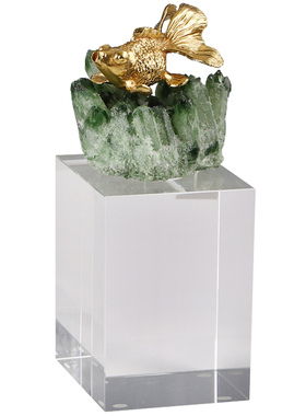 绿幽灵水晶石锦鲤鱼家居招财摆件